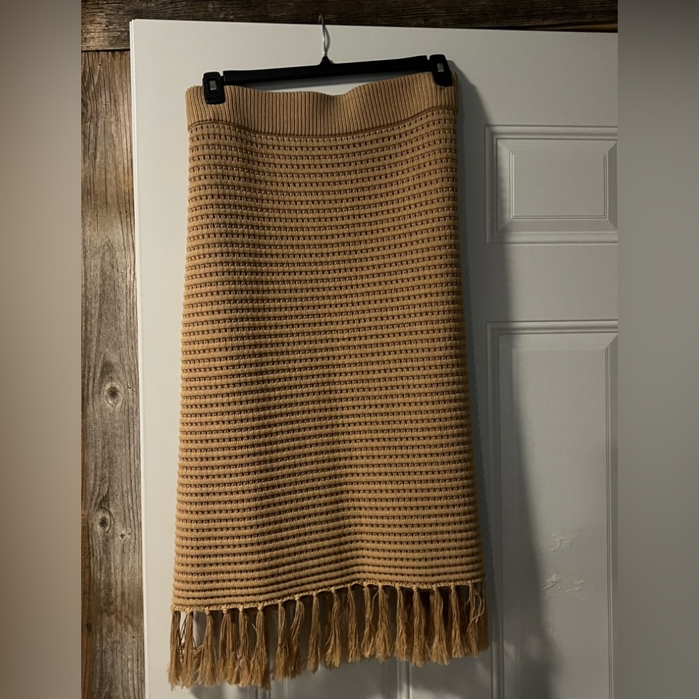 Banana Republic Tan Ribbed Midi Pencil Skirt